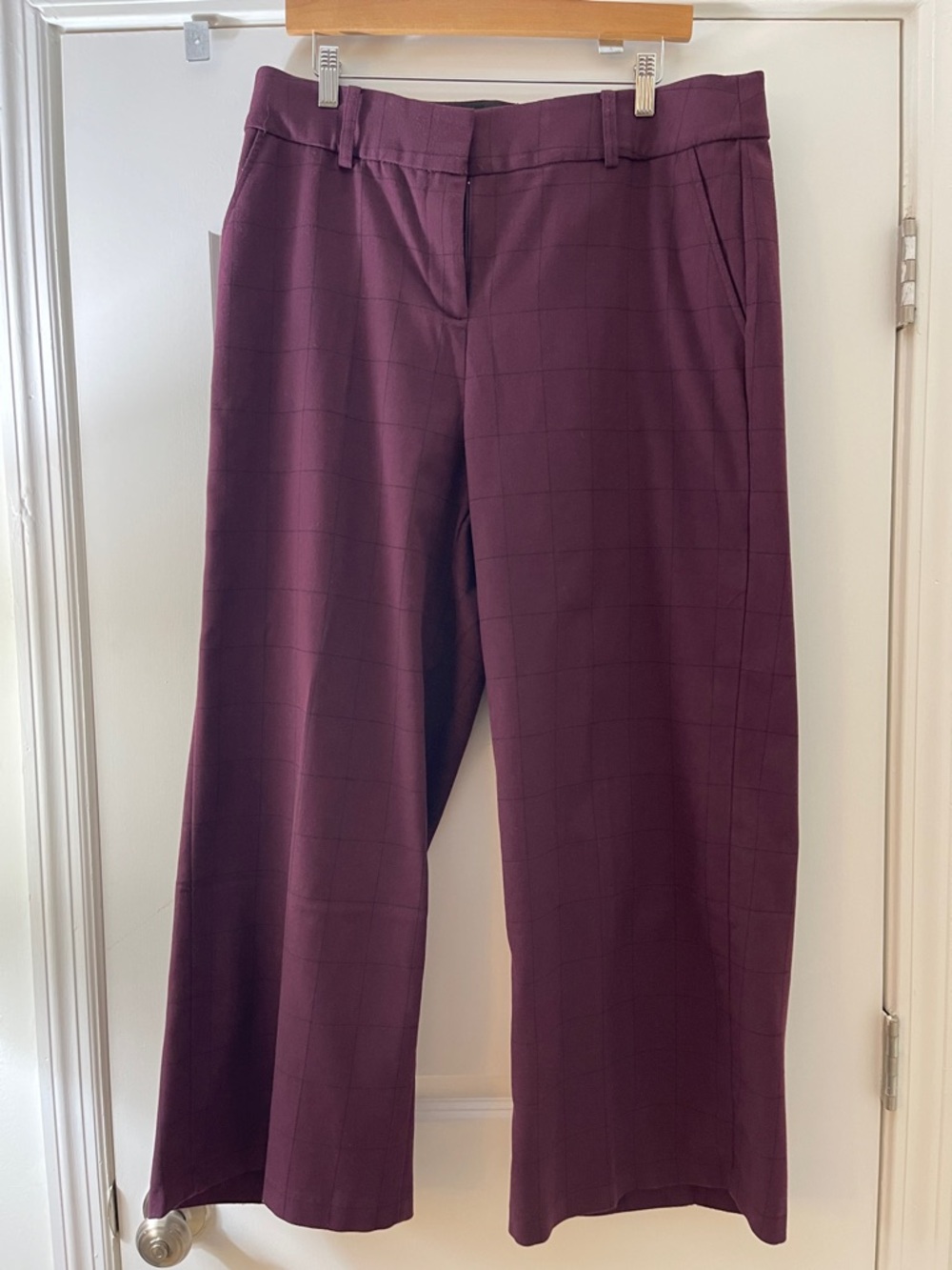 Lane Bryant Wide-Leg Plaid Pants in Deep Burgundy
